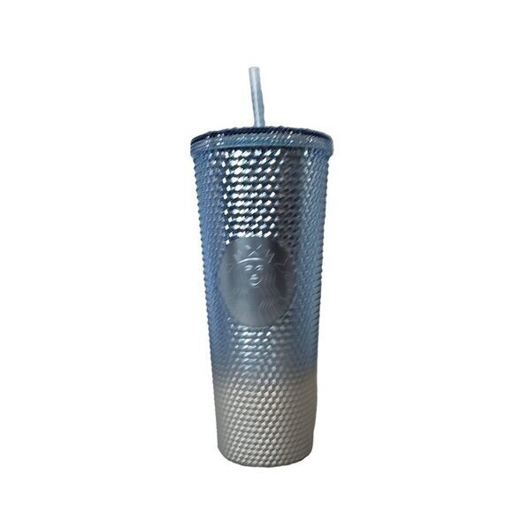Starbucks Gradient Blue‎ Silver Hombre Studded Bling 240z Tumbler 2023 Winter - Picture 1 of 9